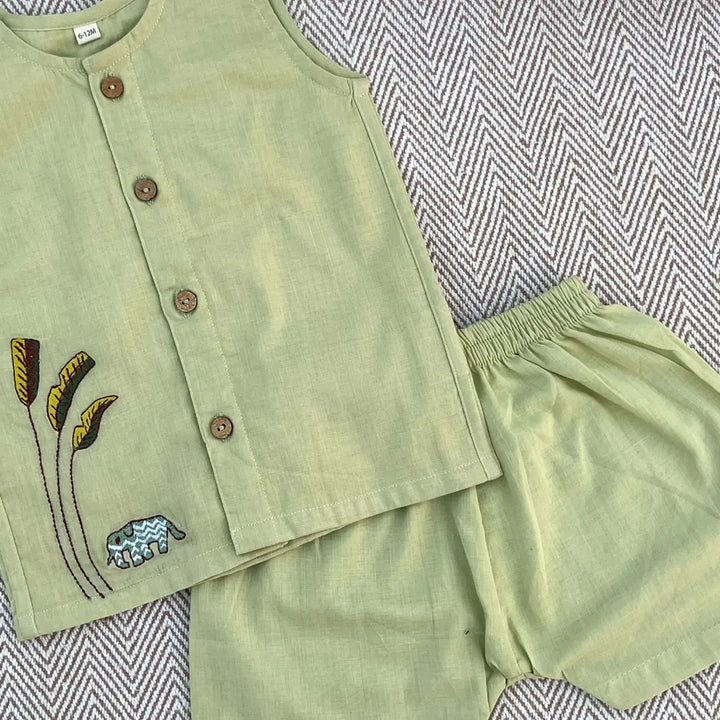Bhaakur Organic Cotton Elephant Jhabla Set
