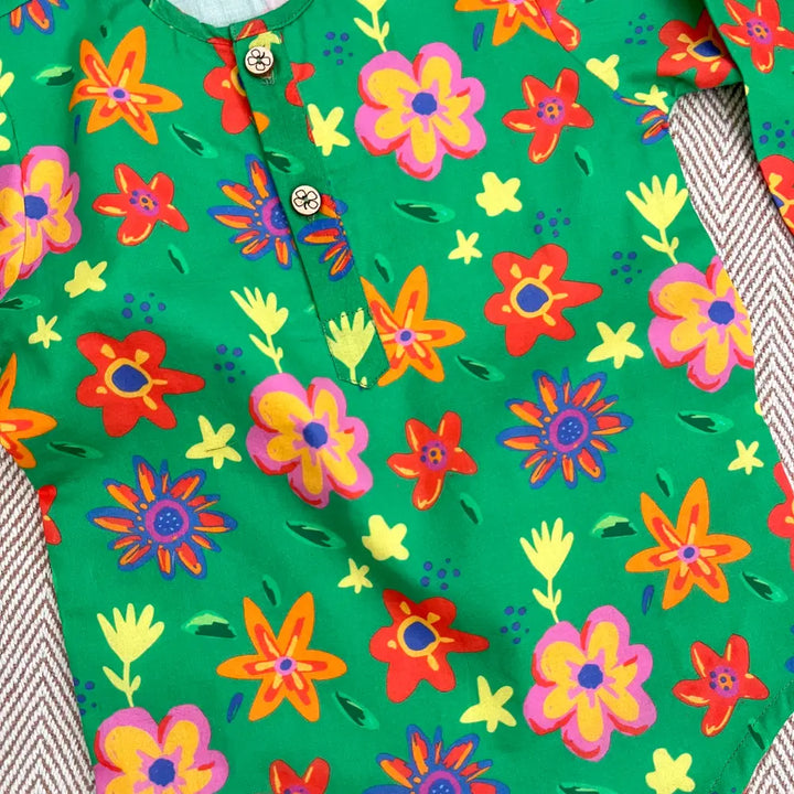 Bhaakur Organic Cotton Unisex Spring Floral Kurta Set