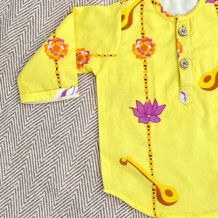 Bhaakur Organic Cotton Unisex Veena and Lotus Kurta Set