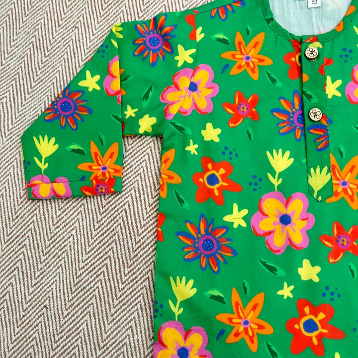 Bhaakur Organic Cotton Unisex Spring Floral Kurta Set