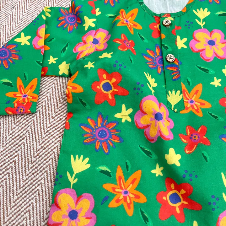 Bhaakur Organic Cotton Unisex Spring Floral Kurta Set
