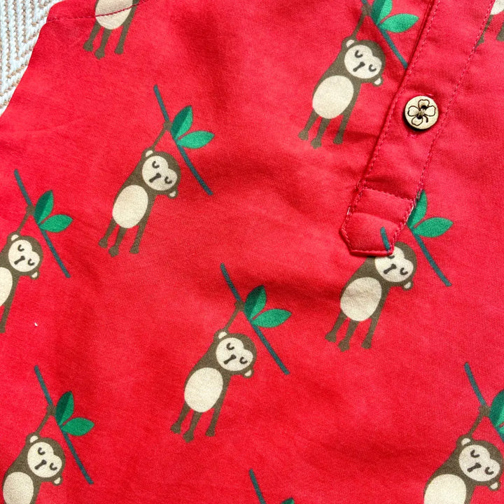 Bhaakur Organic Cotton Monkey Kurta Set for Girls