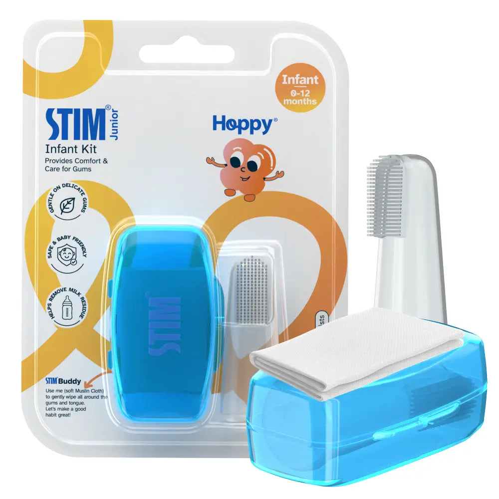 STIM Junior Infant Kit | Finger Brush &amp; Muslin Cloth | 0-12 Months - Multicolor