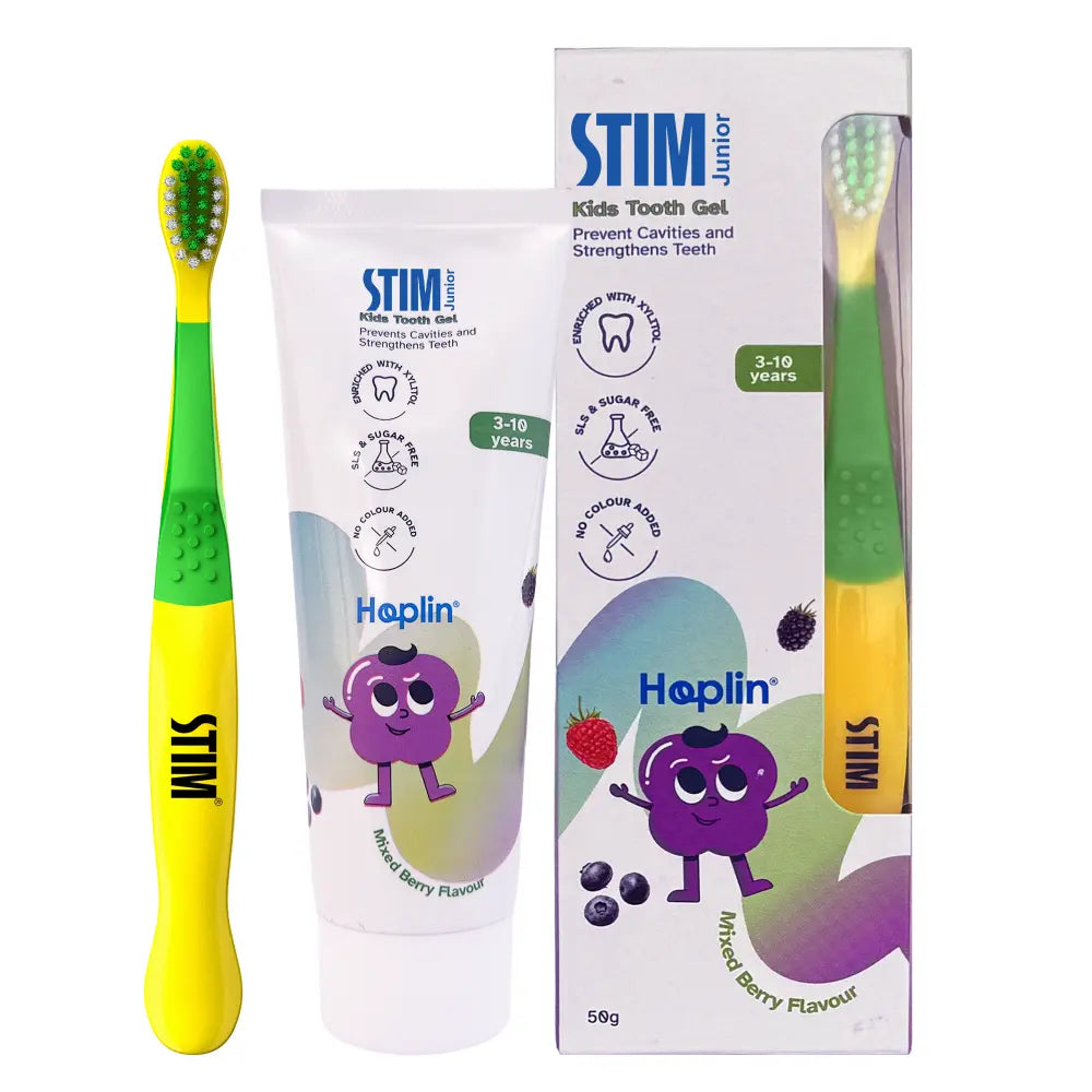 STIM Junior Kids Toothpaste | With Brush | 3-10 Y | SLS Free - Mixed Berry