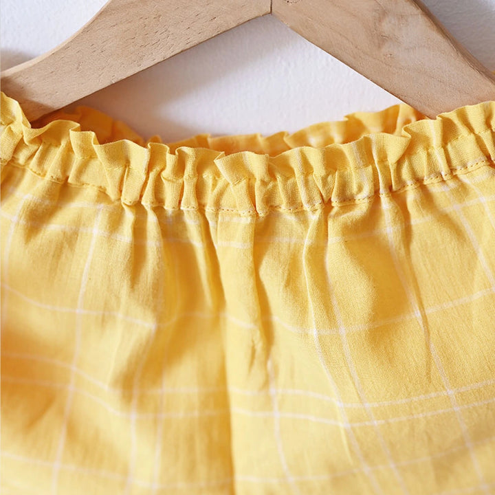 Love The World Today ‘Sleepover Party’ Kurta and Shorts Co-ord Set - Yellow Checks