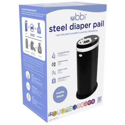 Ubbi Steel Odor Locking Diaper Pail - Matte Black