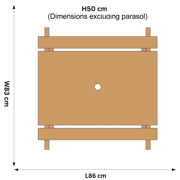 Plum Rectangular Picnic table with Parasol (Natural)