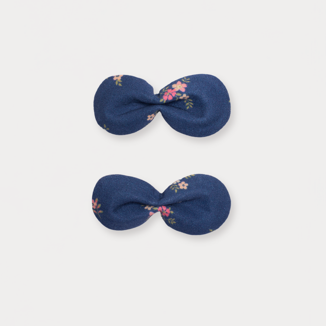 Early Sunday Penelope Clip - Ditsy Bouquet Navy Blue