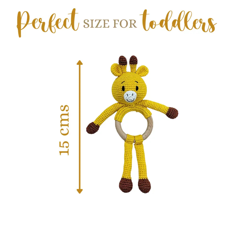 Happy Threads Crochet Giraffe Giggles Rattle Toy – Handmade Cuddly Companion for Newborn Joy