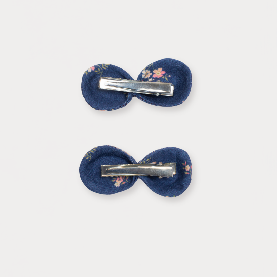 Early Sunday Penelope Clip - Ditsy Bouquet Navy Blue