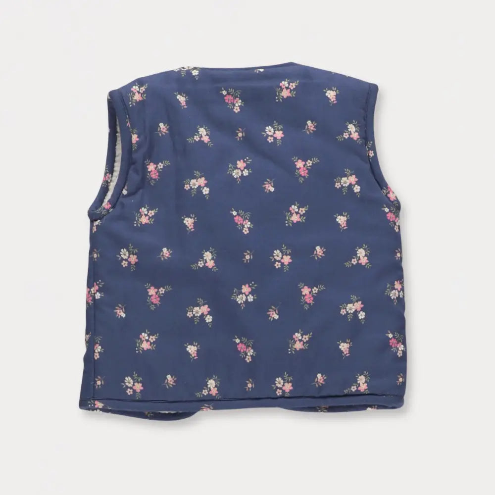 Early Sunday Milly Baby Quilted Gilet For Girls - Ditsy Bouquet Navy