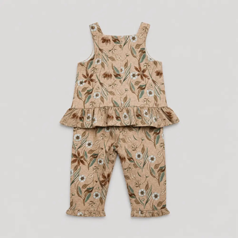 Pattuti Sustainable Linen Blend Co-Ord Set Of Top Set With Pants + Hairband - Beige