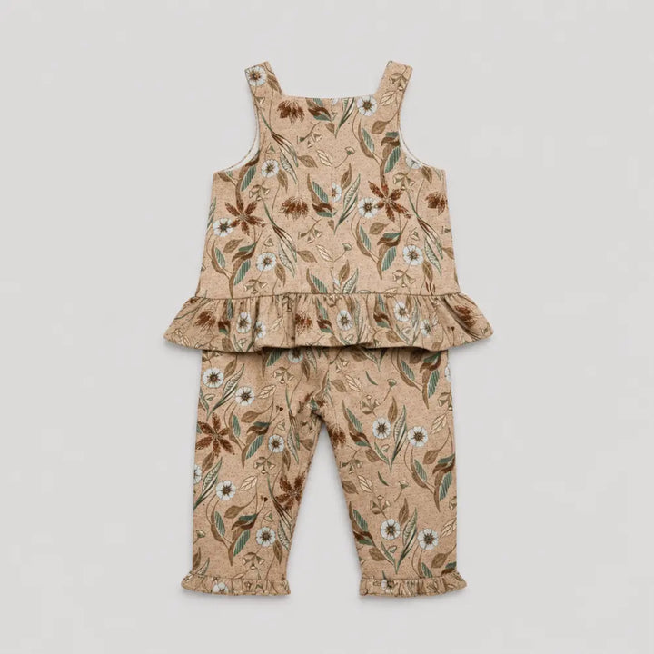 Pattuti Sustainable Linen Blend Co-Ord Set Of Top Set With Pants + Hairband - Beige