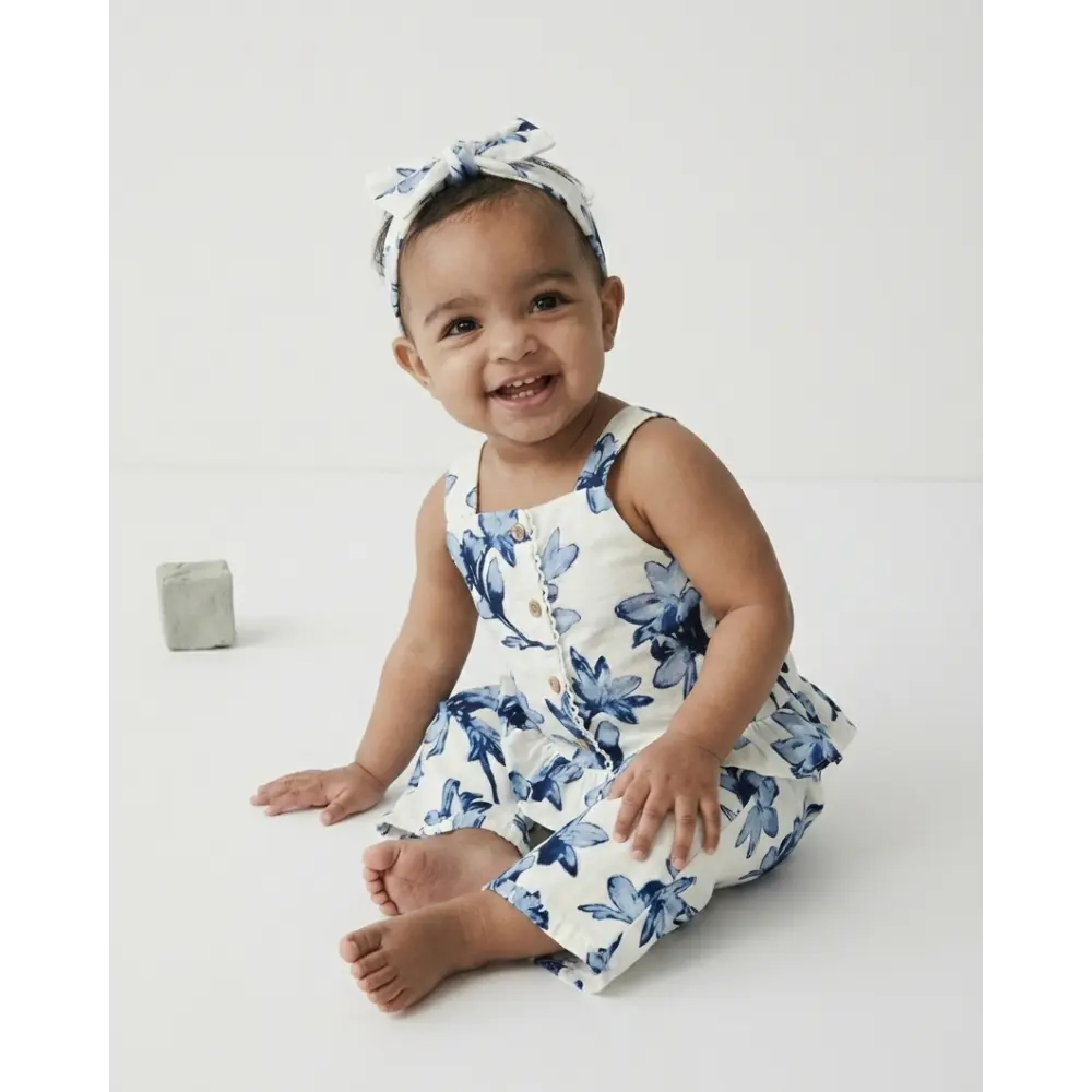 Pattuti Linen Blend Printed Baby Girl Co-ord Set With Hairband | Stylish Kids Outfit Set | Soft Breathable Summer Wear