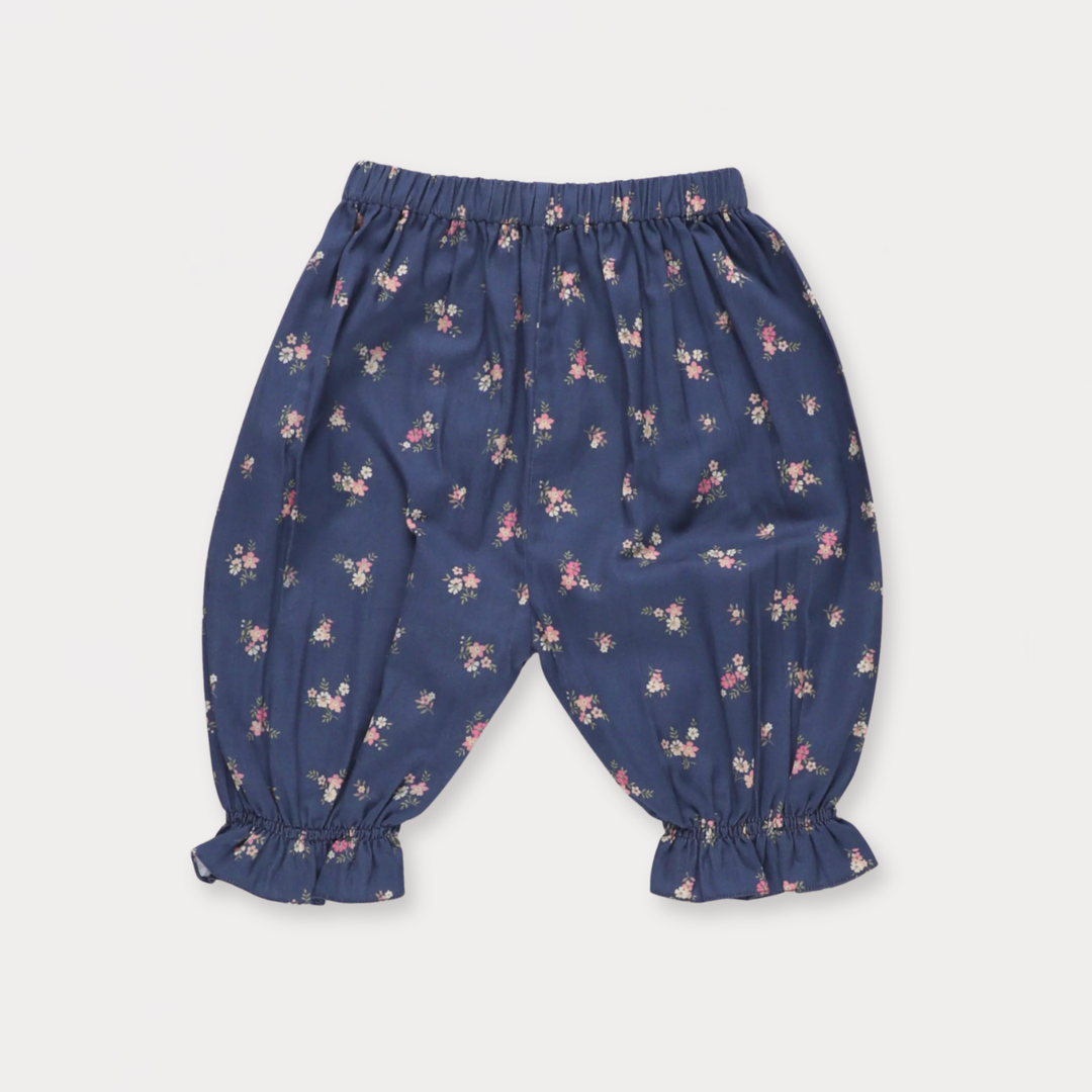 Early Sunday Poppy Baby Bloomer Trousers For Girls - Ditsy Bouquet Navy