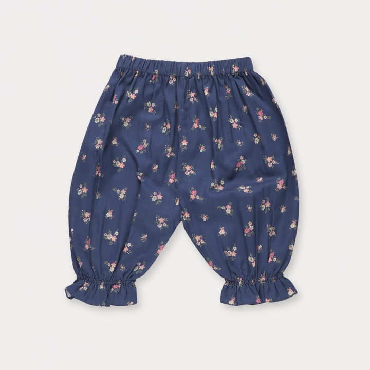 Early Sunday Poppy Baby Bloomer Trousers For Girls - Ditsy Bouquet Navy