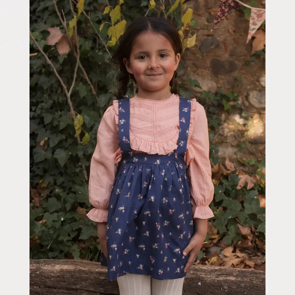 Early Sunday Annie Skirt For Girls - Ditsy Bouquet Navy