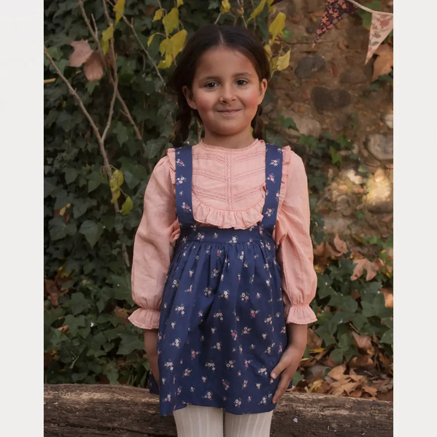 Early Sunday Annie Skirt For Girls - Ditsy Bouquet Navy