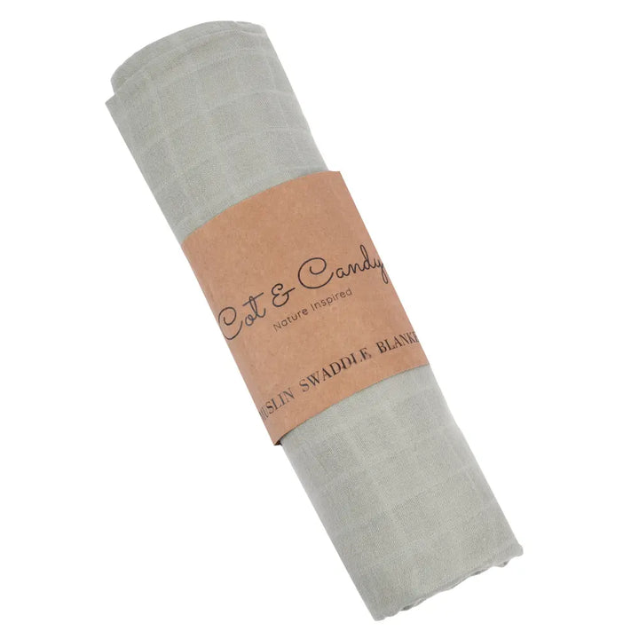 Cot &amp; Candy Baby Organic Cotton Muslin Swaddle Wrap-Sage