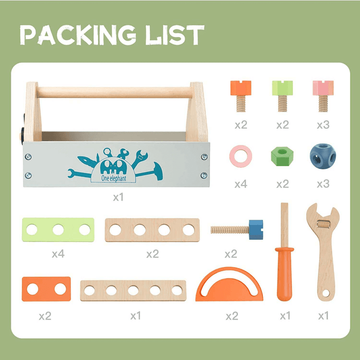 Playbox Pretend Play Toy Wooden Tool Kit - 31 pcs