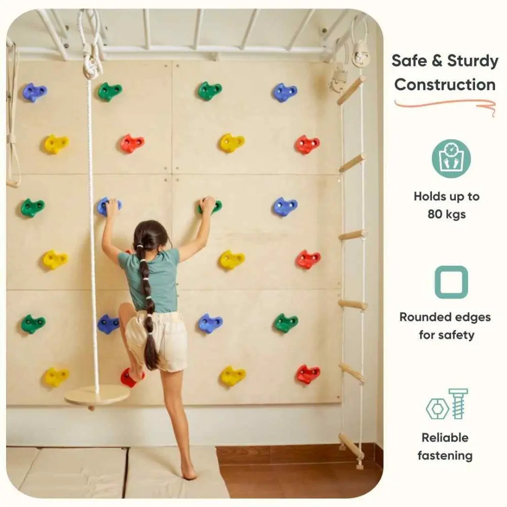 Curious Cub Ultimate Jungle Gym 1 | 5 Components - Monkey Bar, Rock Climbing Panels, Wobble Ladder, Gymnastic Rings, Swing | Ages 4-15 Years