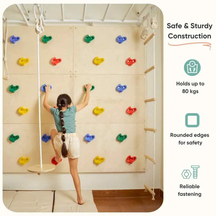 Curious Cub Ultimate Jungle Gym 1 | 5 Components - Monkey Bar, Rock Climbing Panels, Wobble Ladder, Gymnastic Rings, Swing | Ages 4-15 Years