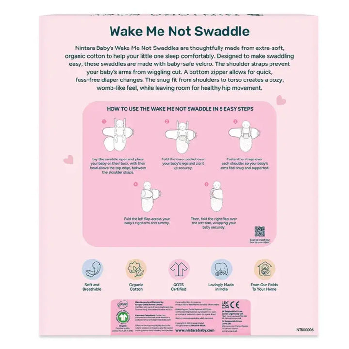 Nintara Wake Me Not Swaddle| Blush Hearts