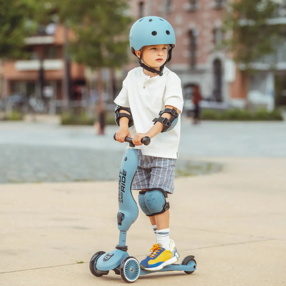 Scoot &amp; Ride Kids Protective Gear Set XXS | Knee &amp; Elbow Pads with Quick-Release System | Lightweight Adjustable Safety Guards for Toddlers &amp; Kids | Ideal for Scooting, Cycling, Skating &amp; Outdoor Play - Steel