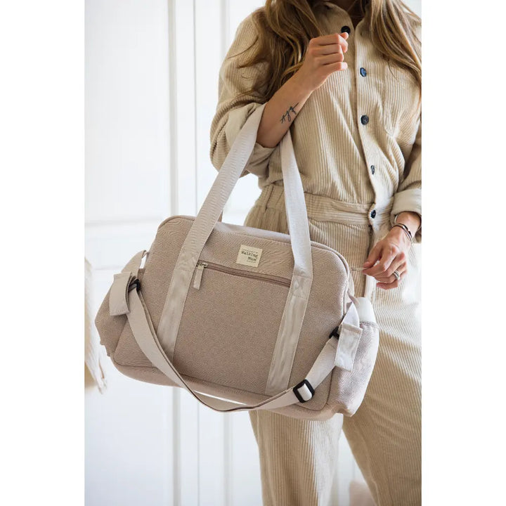 Walking Mum Diaper Bag with Changing Mat, Large Capacity Water-Resistant Bag with Multi-Pocket Organizer, Insulated Bottle Pocket, Shoulder &amp; Stroller Straps - Apricot