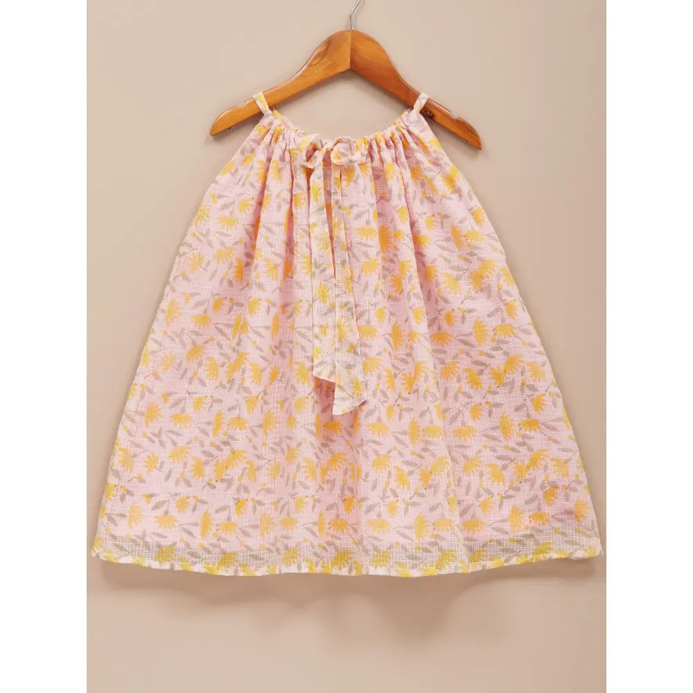 Liz Jacob Girls Pink Kota Cotton Blockprinted Dress | Sunfields