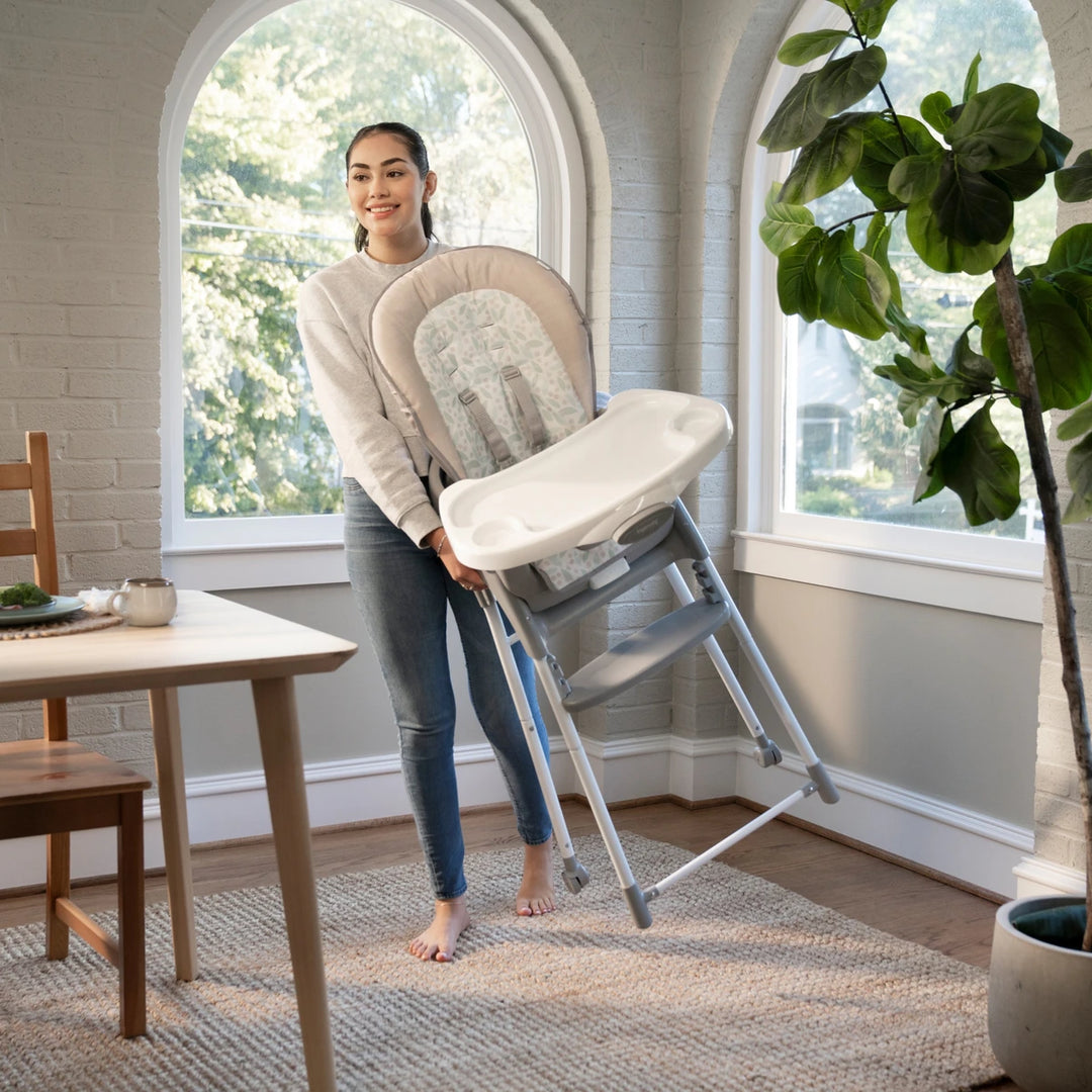 Ingenuity Trio Foldaway 6-in-1 High Chair with Booster Seat, Toddler Chair &amp; Foldable Easy Storage Design, 6M - 5 Years - Endless Blooms
