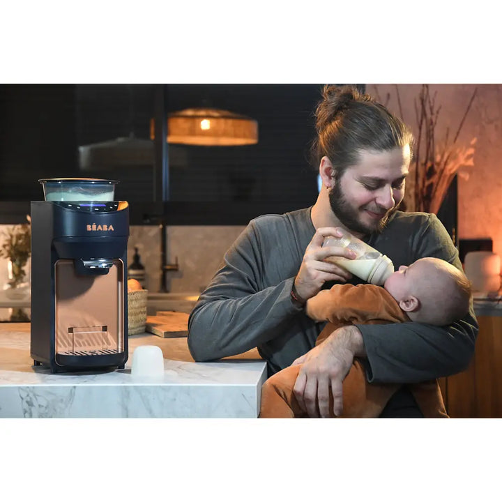 Beaba Milkeo Plus Automatic Baby Bottle Maker &amp; Formula Dispenser - Instant Warm Bottles in 20 Sec, Smart Touchscreen, Multiple Temperature Settings, Baby Formula Mixer &amp; Milk Maker for Infants, Night Blue, 0m+