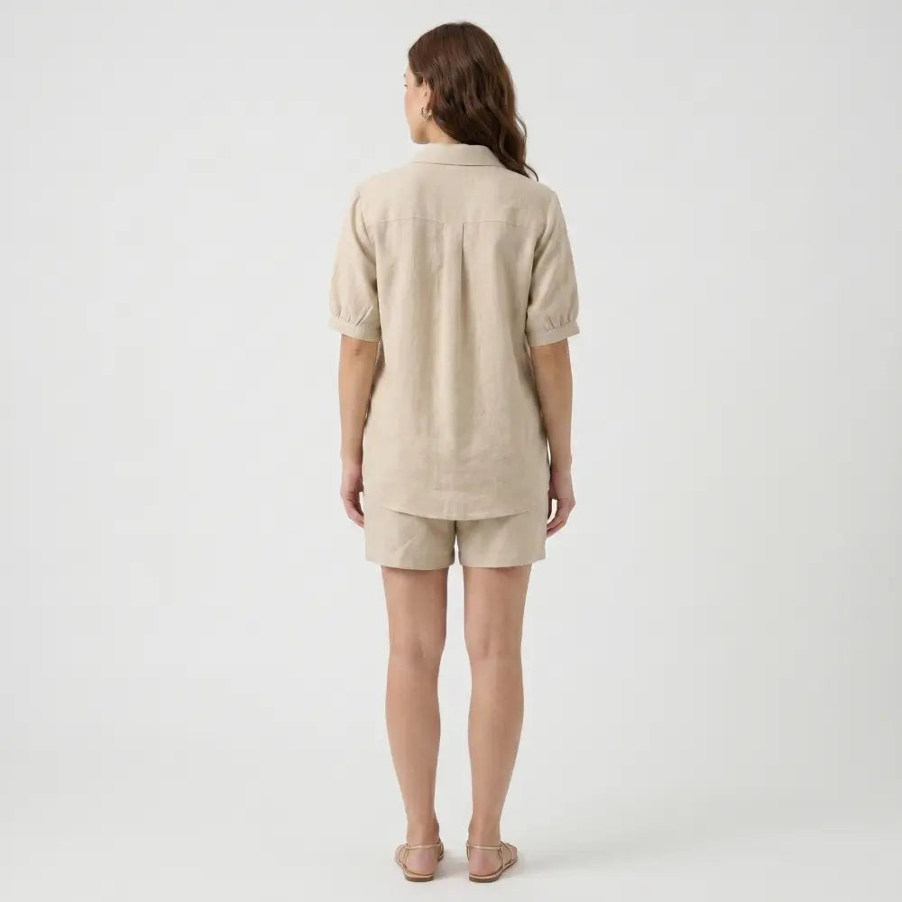 SOL MAMA Relaxed Linen Shirt - Natural Beige
