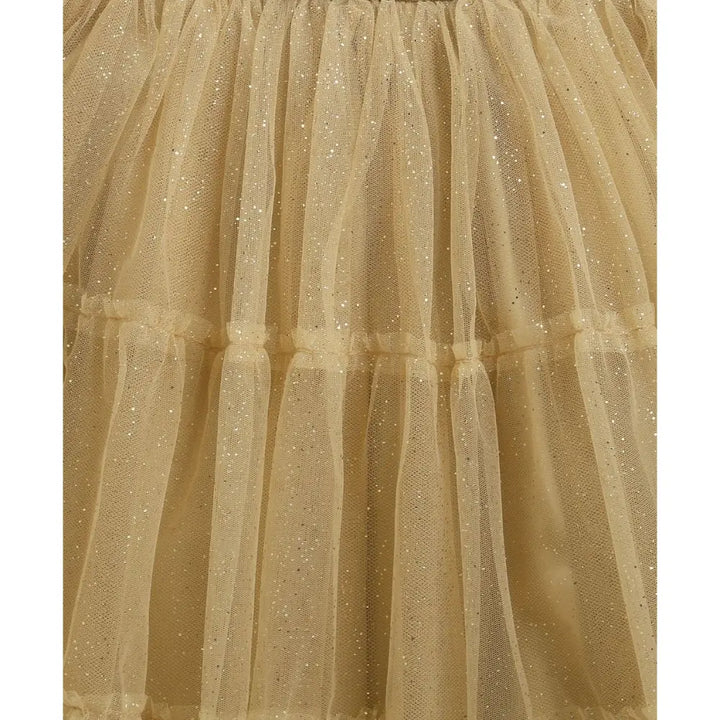 Sweetlime By AS Jacquard peplum Top with Golden Twirl Lehenga Set - Golden