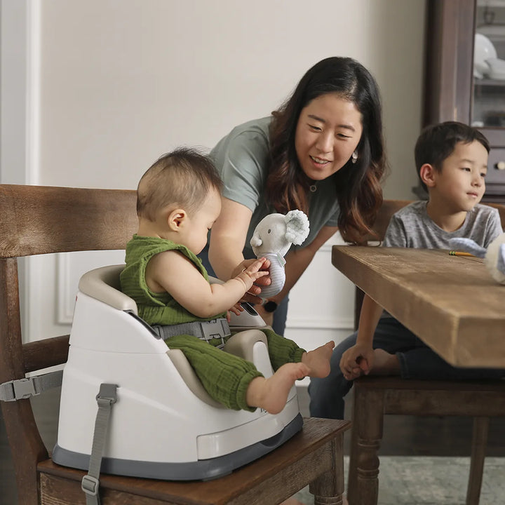 Ingenuity Baby Base 2-in-1 Convertible Booster Seat with Removable Tray, Feeding &amp; Floor Seat, Designed for Mealtime &amp;  Playtime, 6 - 36 months - Cashmere
