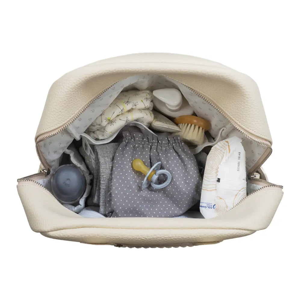 Pasito a Pasito Diaper Backpack with Changing Pad, Large Capacity Water-Resistant with Multi-Pocket Organizer, Insulated Bottle Pocket, Shoulder &amp; Stroller Straps, Icon Eco Leather - Cream