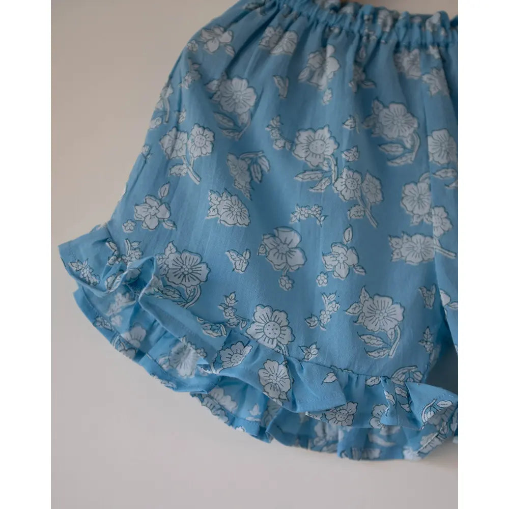Love The World Today Blossom Powder Blue Spaghetti Top Shorts Set For Girls