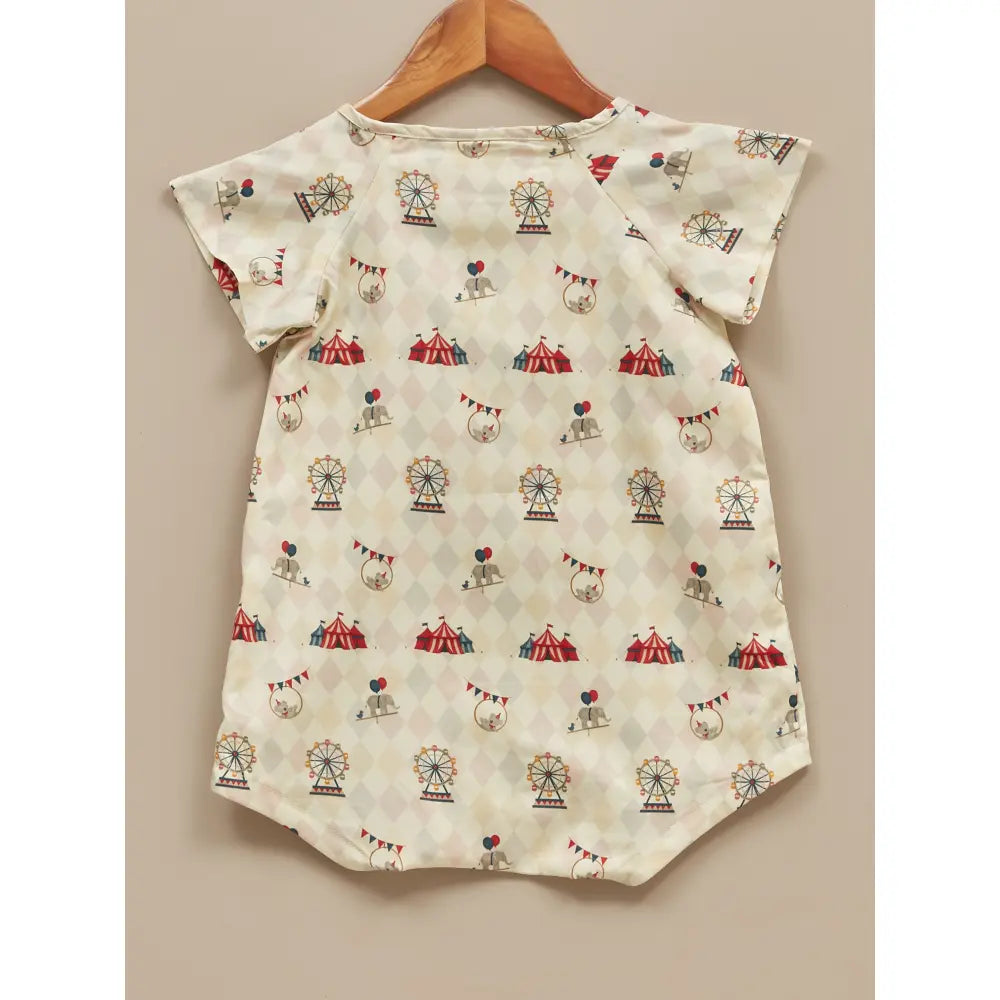 Liz Jacob Baby Cream Cotton Kimono Romper | Circus