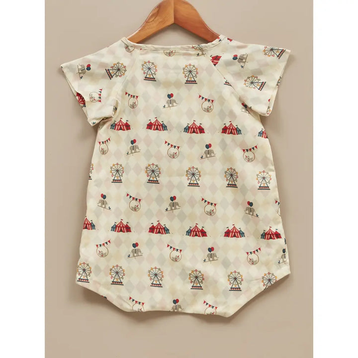 Liz Jacob Baby Cream Cotton Kimono Romper | Circus
