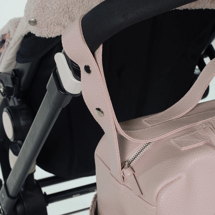 Pasito a Pasito Diaper Bag with Changing Mat, Large Capacity Water-Resistant Bag with Multi-Pocket Organizer, Insulated Bottle Pocket, Shoulder &amp; Stroller Straps, Icon Eco Leather - Rose