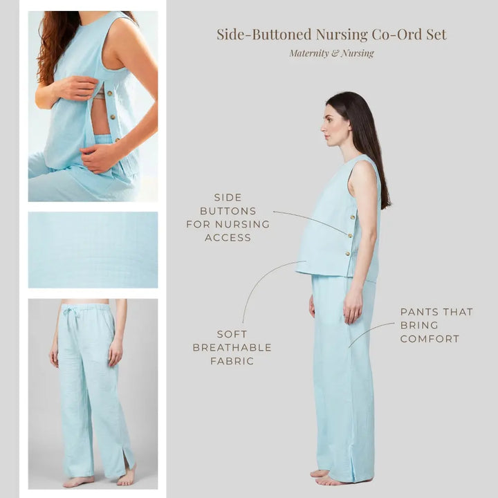 SOL MAMA Co-Ord Pants - Light Blue