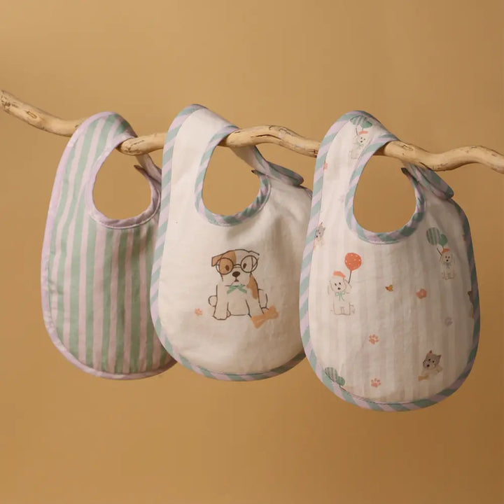 Abracadabra Cotton Jersey Newborn Bib Set (Pack of 3) - Puppy Love - 0-12 Months