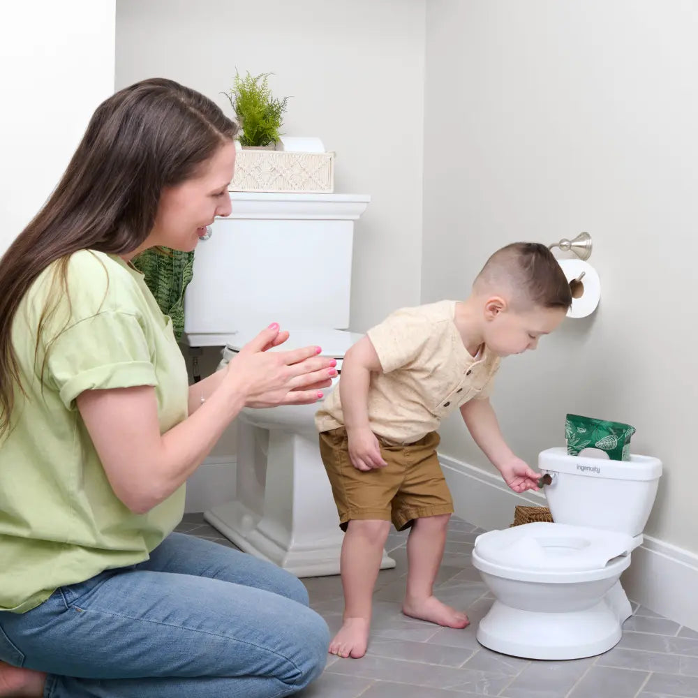 Ingenuity My Size Potty Pro 2-in-1 Toddler Potty Training Toilet with Flush Sound &amp; Detachable Potty Ring, 18 - 60 months, White