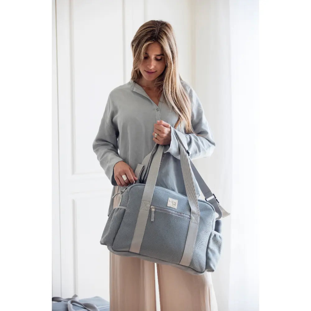 Walking Mum Diaper Bag with Changing Mat, Large Capacity Water-Resistant Bag with Multi-Pocket Organizer, Insulated Bottle Pocket, Shoulder &amp; Stroller Straps - Cloud