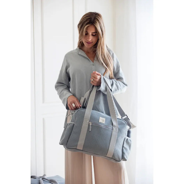 Walking Mum Diaper Bag with Changing Mat, Large Capacity Water-Resistant Bag with Multi-Pocket Organizer, Insulated Bottle Pocket, Shoulder &amp; Stroller Straps - Cloud