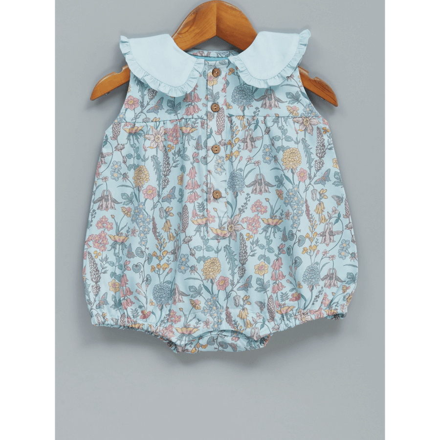 Liz Jacob Arctic Paradise Handwoven Cotton Sateen Romper – Digital Print