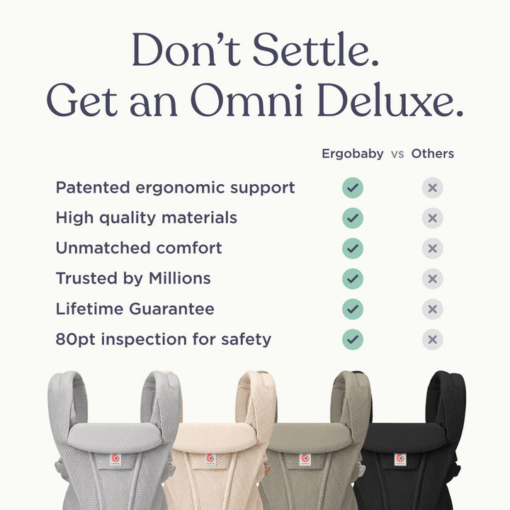 Ergobaby Omni Deluxe Baby Carrier - Lightweight Newborn to Toddler Carrier with Breathable Soft Cotton, Enhanced Lumbar Support,  Adjustable Waistbelt &amp; Cross Straps, Privacy Hood, 4 Carry Positions, 6 Storage Pockets, 3-20Kgs, Birth - 4 Years, Camel