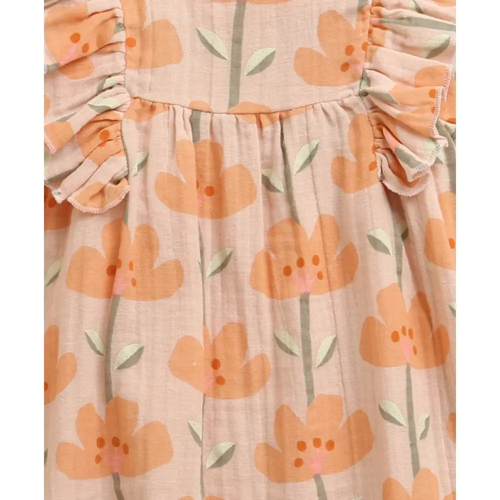 Sweetlime By As Peach Blossom Floral Ruffle Cotton Baby Girls Summer Co-ord Set