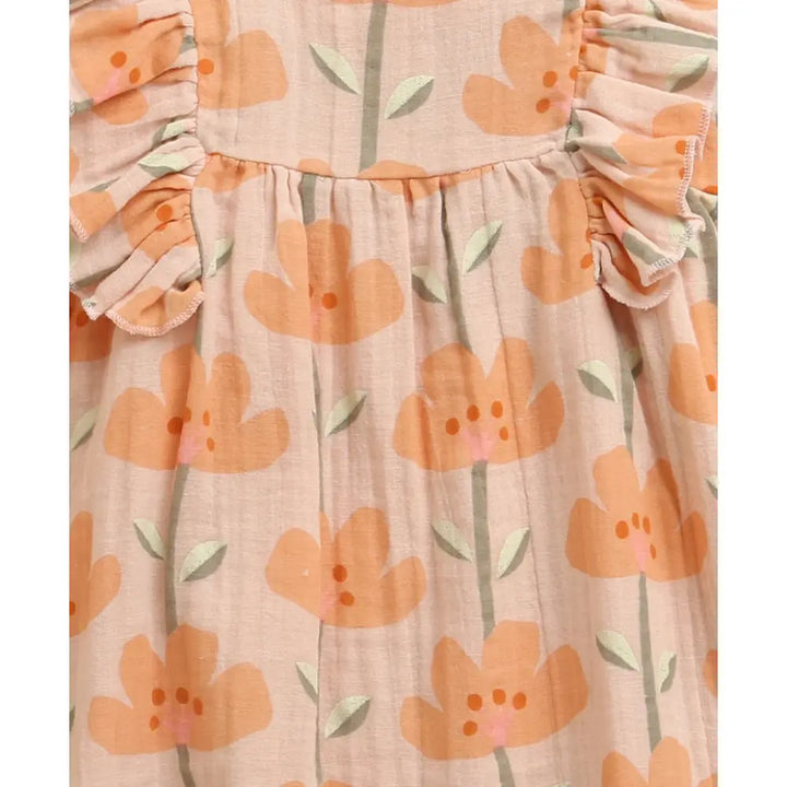 Sweetlime By As Peach Blossom Floral Ruffle Cotton Baby Girls Summer Co-ord Set