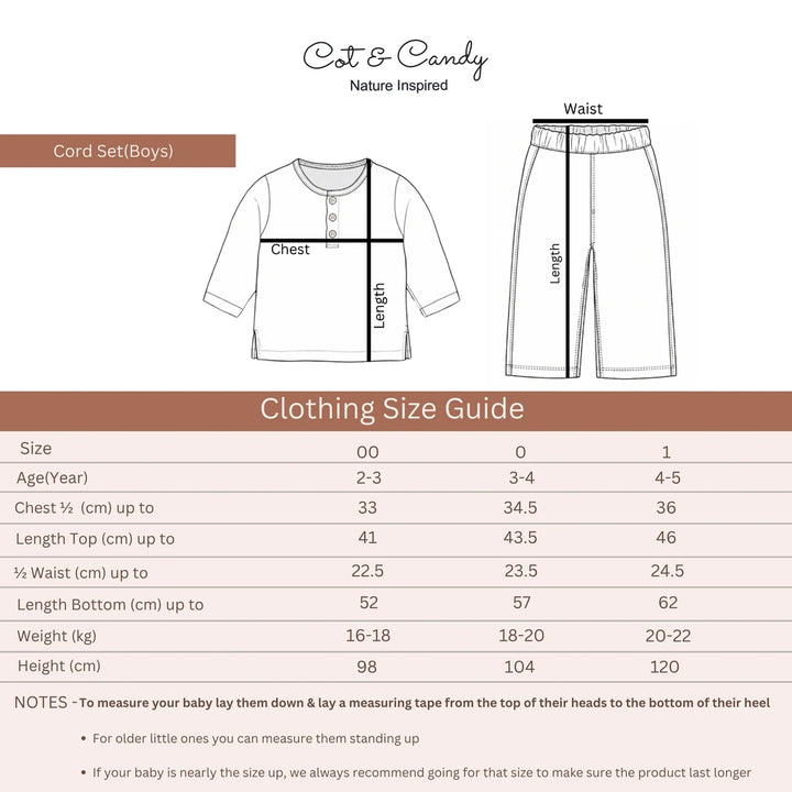 Cot &amp; Candy Baby Organic Boys Cordset - Oatmeal